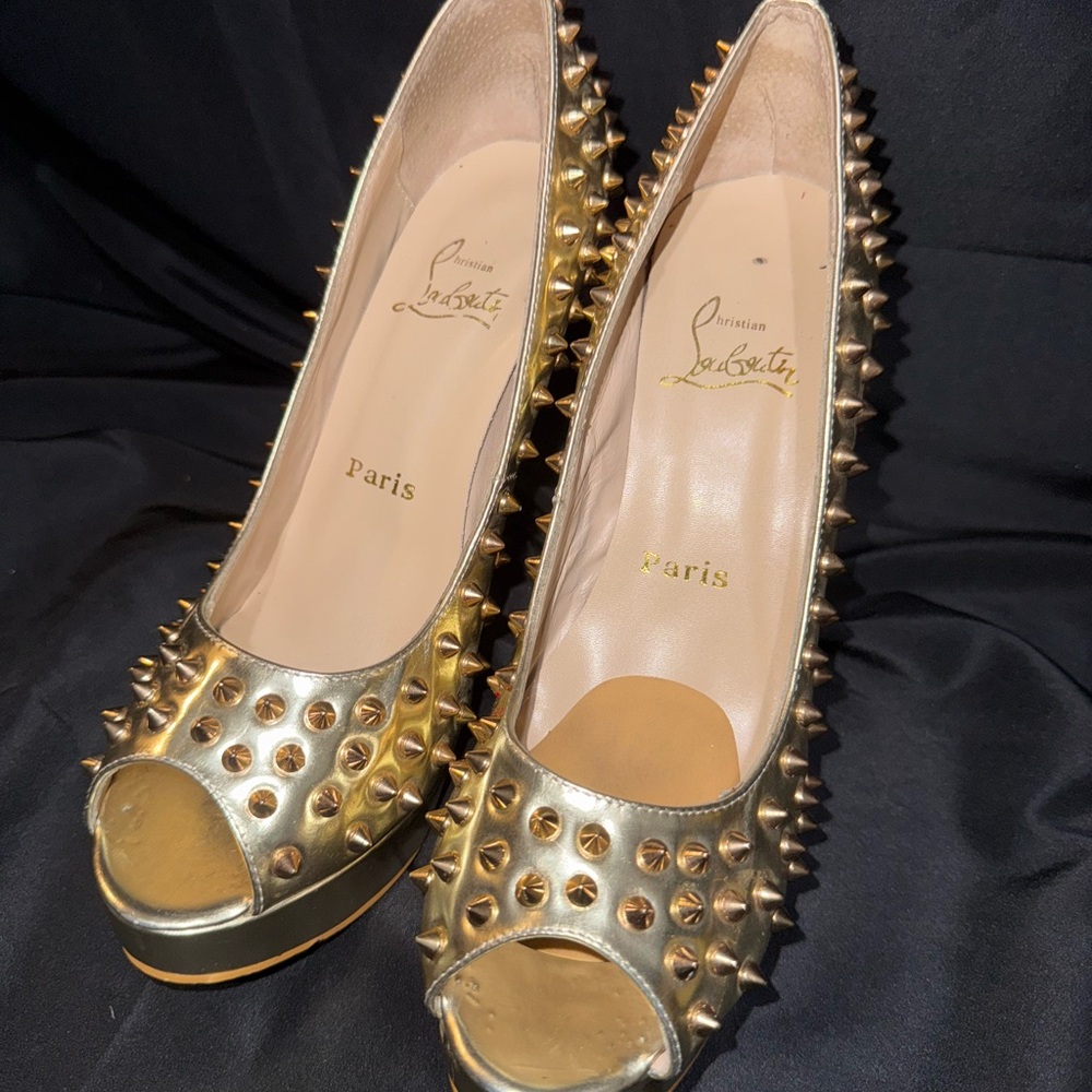 Christian Louboutin Metallic Gold Spiked Heels